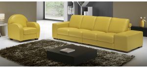 Arrone Yellow Leather 4 + 1 Sofa Set With Wooden Legs Newtrend Available In A Range Of Leathers And Colours 10 Yr Frame 10 Yr Pocket Sprung 5 Yr Foam Warranty