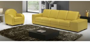 Arrone Yellow Leather 4 + 1 Sofa Set With Wooden Legs Newtrend Available In A Range Of Leathers And Colours 10 Yr Frame 10 Yr Pocket Sprung 5 Yr Foam Warranty