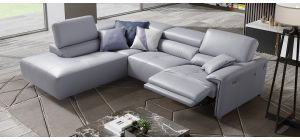 Brooklyn Lilac LHF Semi-Aniline Leather Electric Corner With Adjustable Headrests And Chrome Legs Newtrend Available In A Range Of Leathers And Colours 10 Yr Frame 10 Yr Pocket Sprung 5 Yr Foam Warranty