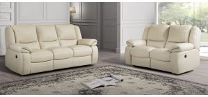 Lewis Cream Semi-Aniline Leather 3 + 2 Sofa Set Electric Recliners Newtrend Available In A Range Of Leathers And Colours 10 Yr Frame 10 Yr Pocket Sprung 5 Yr Foam Warranty
