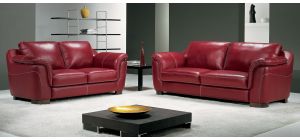 Minuetto Red Leather 3 + 2 Sofa Set With Wooden Legs Newtrend Available In A Range Of Leathers And Colours 10 Yr Frame 10 Yr Pocket Sprung 5 Yr Foam Warranty