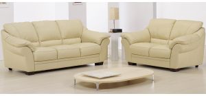 Nicole Cream Leather 3 + 2 Sofa Set With Wooden Legs Newtrend Available In A Range Of Leathers And Colours 10 Yr Frame 10 Yr Pocket Sprung 5 Yr Foam Warranty