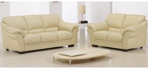 Nicole Cream Leather 3 + 2 Sofa Set With Wooden Legs Newtrend Available In A Range Of Leathers And Colours 10 Yr Frame 10 Yr Pocket Sprung 5 Yr Foam Warranty