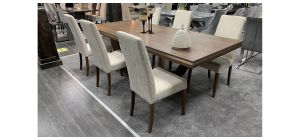 Saltarelli 2.5m Extendable Wood Table With 6 Cream Fabric Chairs (w:50 D:55 H:105cm)