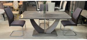 Atalanta 1.6m High Gloss Dining Table With 6 Chrome Leg Chairs (w:45 D:56 H:100cm)