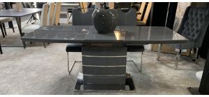 Milano Grey And Chrome 1.8m Extending Dining Table With 6 Grey And Chrome Chairs With Contrast Stitching (w:43 D:58 H:100cm)
