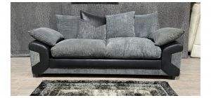 Dino Grey And Black Large Fabric Sofa With Scatter Back - Few Scuffs (see images) Ex-Display Showroom Model 48214