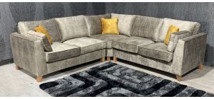 Vincent 2c2 Grey Velour Fabric Sofa Set With Oak Wood Frame - Foam Seats - Wooden Legs And Scatter Cushions