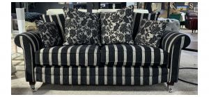Longbridge Black And Beige Striped Fabric 3 + 2 Sofa Set With Scatter Back And Chrome Legs Available In A Selection Of Fabrics
