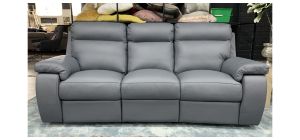 Harry Metal Grey Leather Newtrend 3 Seater Electric Recliner With 2 Seater Static Sofa