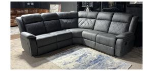 Grey Diamond Pattern 2C2 Fabric Manual Recliner Corner Sofa