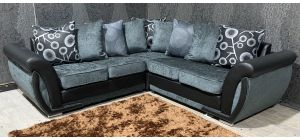 Shannon 2C2 Grey And Black Fabric Corner Sofa With Scatter Back And Chrome Legs