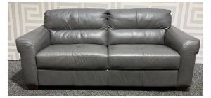 Capri Grey Large Leather Sofa Sisi Italia Semi-Aniline Ex-Display Showroom Model 48878