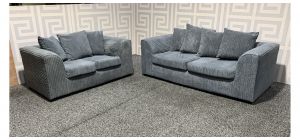 Dylan Grey Jumbo Cord Fabric 3 + 2 Sofa Set - 2 Seater Right Seat Broken (see images) Ex-Display Showroom Model 48883