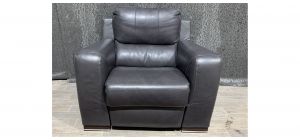 Lucca Grey Leather Armchair Electric Recliner Sisi Italia Semi-Aniline With Wooden Legs Ex-Display Showroom Model 48900