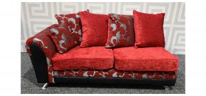 Red 2 Seat Fabric Sofa Section With Scatter Back And Chrome Legs Ex-Display Showroom Model 49194