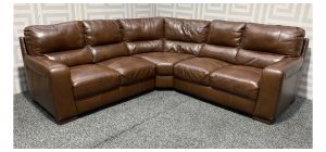 Lucca Brown 2C2 Leather Corner Sofa Sisi Italia Semi-Aniline With Wooden Legs Ex-Display Showroom Model 49202