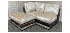 Brown Crushed Velvet LHF Corner Sofa Sections With Detachable Footstool(w95cm d70 h50) - Ex-Display Showroom Model 49222
