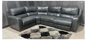 Lucca Dark Grey LHF Double Electric Leather Corner Sofa Sisi Italia Semi-Aniline With Wooden Legs - Colour Faded Few Scuffs (see images) Ex-Display Showroom Model 49299