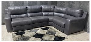Lucca Dark Grey RHF Double Electric Leather Corner Sofa Sisi Italia Semi-Aniline With Wooden Legs - Few Scuffs (see images) Ex-Display Showroom Model 49300