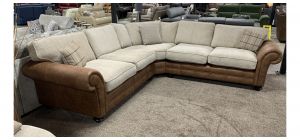 Darwin Two Tone Brown 2C2 Fabric Corner Sofa With Wooden Legs - Other Colours And Models Available(See Images)