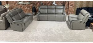 Marco Grey Leather 3 + 2 + 1 Manual Recliner Sofa Set