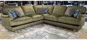 Beatrix Olive Green Buoyant 2C2 Plush Velvet Corner Sofa With Scatter Cushions And Wooden Legs Other Colours Available 49518