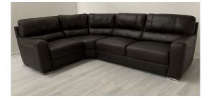 Lucca Dark Brown 1C3 Leather Corner Sofa Sisi Italia Semi-Aniline With Wooden Legs High Street Furniture Store Cancellation 49617