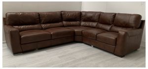 Lucca Brown Leather 3C2 Corner Sofa Sisi Italia Semi-Aniline With Wooden Legs High Street Furniture Store Cancellation 49619