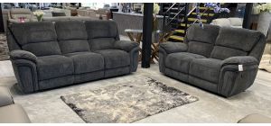 Sasha Grey Fabric 3 + 2 Manual Recliners Sofa Set