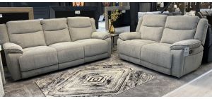 Herbert Light Grey Fabric 3 + 2 Manual Recliners Sofa Set