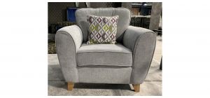 Chloe Light Grey Fabric Armchair With Wooden Legs And Scatter Cushions