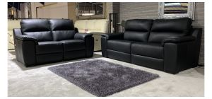 Garbo Black New Trend Semi-Aniline Leather 3 + 2 Sofa Set With Wooden Legs