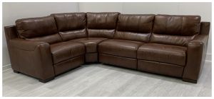 Lucca 1C3 Brown Leather Double Electric Corner Sofa Sisi Italia Semi-Aniline With Wooden Legs High Street Furniture Store Cancellation 49669