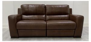 Lucca Brown Large Leather Sofa Electric Recliner Sisi Italia Semi-Aniline With Wooden Legs High Street Furniture Store Cancellation 49680