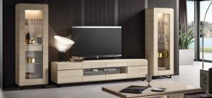 Perla White Larch Four Door TV Unit