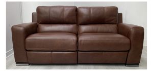 Lucca Brown Large Leather Sofa Electric Recliner Sisi Italia Semi-Aniline With Wooden Legs High Street Furniture Store Cancellation 50280