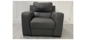 Lucca Grey Leather Armchair Electric Recliner Sisi Italia Semi-Aniline With Wooden Legs - Few Scuffs (see images) High Street Furniture Store Cancellation 50283