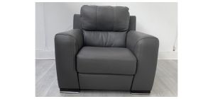 Lucca Grey Leather Armchair Electric Recliner Sisi Italia Semi-Aniline With Wooden Legs - Few Scuffs (see images) High Street Furniture Store Cancellation 50284