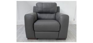 Lucca Grey Leather Armchair Electric Recliner Sisi Italia Semi-Aniline With Wooden Legs - Few Scuffs (see images) High Street Furniture Store Cancellation 50285