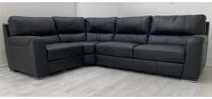 Lucca Black LHF Leather Corner Sofa Sisi Italia Semi-Aniline With Wooden Legs High Street Furniture Store Cancellation 50288