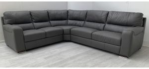Lucca Grey LHF Leather Corner Sofa Sisi Italia Semi-Aniline With Wooden Legs - Few Scuffs (see images) High Street Furniture Store Cancellation 50289