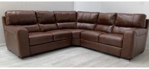 Lucca Brown 2C2 Leather Corner Sofa Sisi Italia Semi-Aniline With Wooden Legs High Street Furniture Store Cancellation 50294