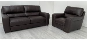 Lucca Dark Brown Leather 3 + 1 Sofa Set Sisi Italia Semi-Aniline With Wooden Legs High Street Furniture Store Cancellation 50295