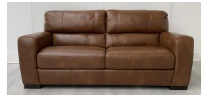 Lucca Light Brown Large Leather Sofa Sisi Italia Semi-Aniline With Wooden Legs High Street Furniture Store Cancellation 50296