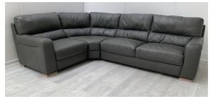 Lucca Grey LHF Leather Corner Sofa Sisi Italia Semi-Aniline With Wooden Legs High Street Furniture Store Cancellation 50299