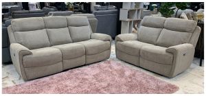 Sofia Beige Fabric 3 + 2 Sofa Set Electric Recliners With USB Ports 50321