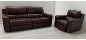 Lucca Burgundy Leather 4 + 1 Electric Recliner Sofas Sisi Italia Semi-Aniline With Wooden Legs Ex-Display Showroom Model 50332