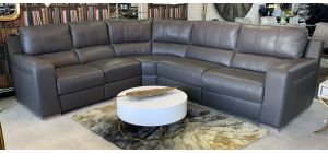 Lucca Grey LHF 2C3 Double Electric Leather Corner Sofa Sisi Italia Semi-Aniline With Wooden Legs Ex-Display Showroom Model 50360