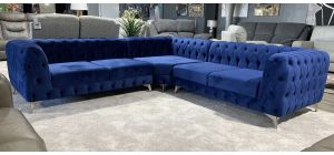 Sandringham Blue 2C2 Fabric Corner Sofa With Chrome Legs Ex-Display Showroom Model 50362